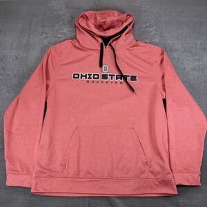 J America Ohio State Buckeyes Hoodie Red Heathered Polyester X Large‎ Men